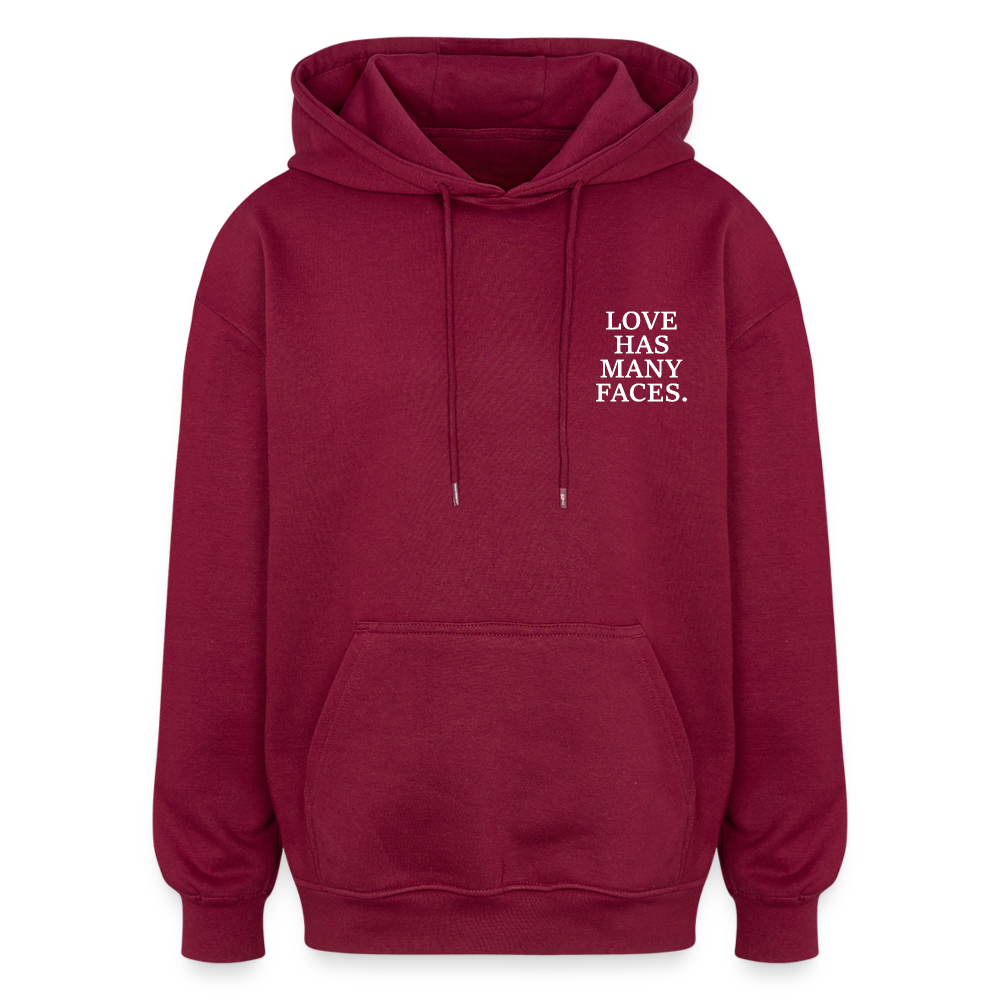 Oversized  Hoodie Love Red - Burgunderrot